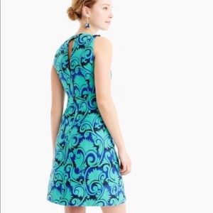 J CREW Womens A Line Teal Green Vineyard Jacquard Dress Size 4